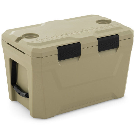 Insulated Portable Cooler Hard Shell Ice Chest with 2 Cup Holders Bottle Opener and Drain Plug-Blue W2B