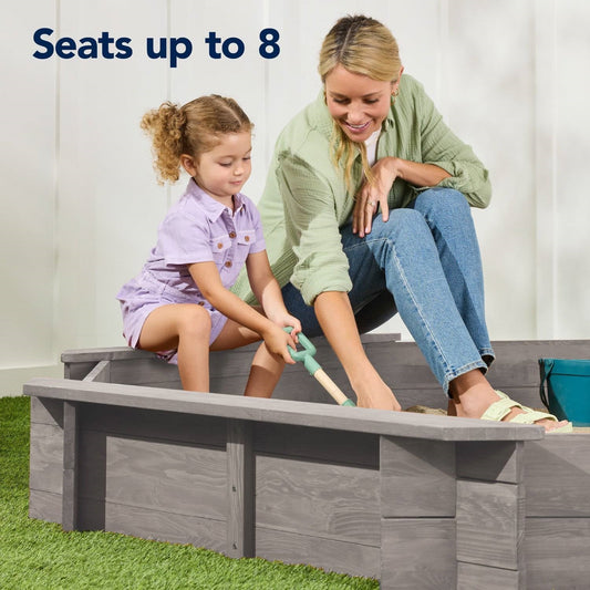 Outdoor Kid's Octagonal Sandbox in Grey Wood Finish FastFurnishings