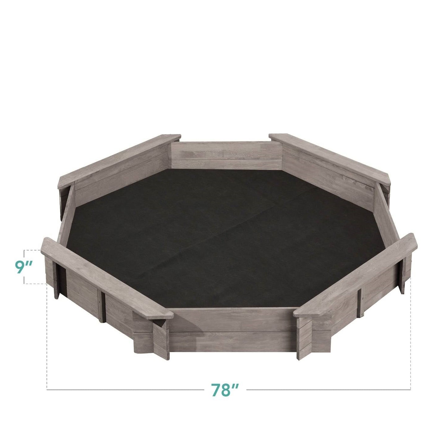 Outdoor Kid's Octagonal Sandbox in Grey Wood Finish FastFurnishings