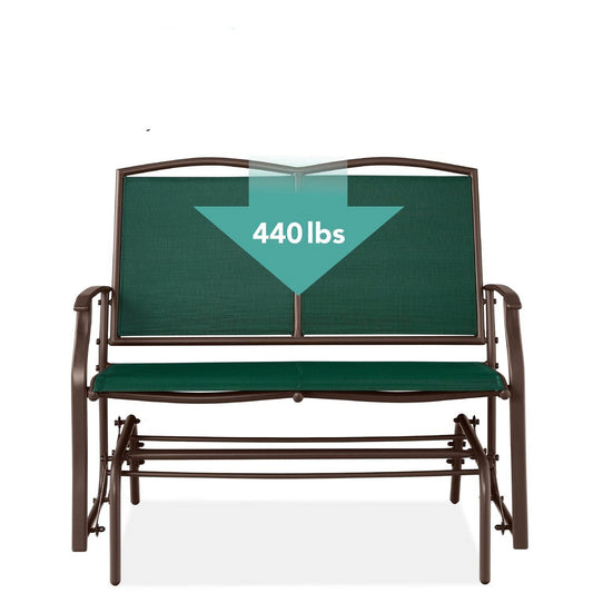 2 Seat Mesh Patio Loveseat Swing Glider Rocker with Armrests in Hunter Green FastFurnishings