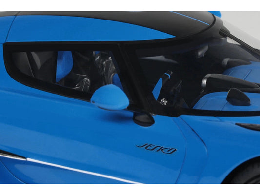 2025 Koenigsegg Jesko Blue Metallic with Black Stripes 1/18 Model Car by GT Spirit GT Spirit