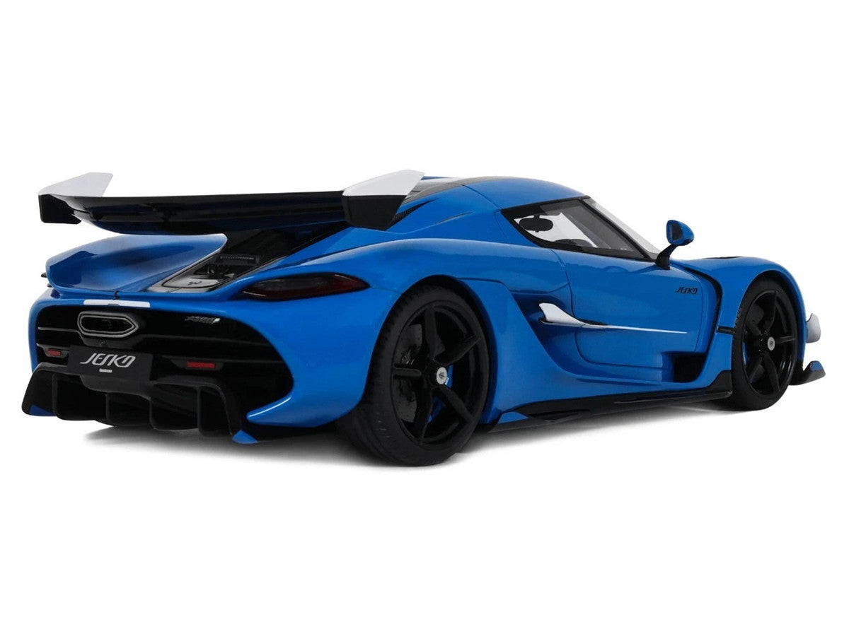 2025 Koenigsegg Jesko Blue Metallic with Black Stripes 1/18 Model Car by GT Spirit GT Spirit