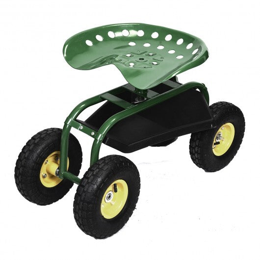 Red/Green Garden Cart Rolling Work Seat With Heavy Duty Tool Tray Gardening Planting-Green - Color: Green W2B