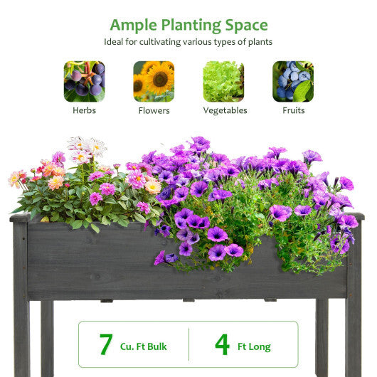 Wooden Raised Vegetable Garden Bed Elevated Grow Vegetable Planter-Gray W2B