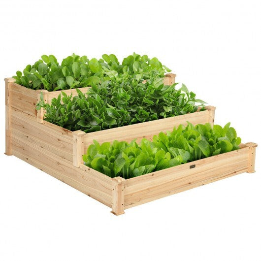 3 Tier Elevated Wooden Vegetable Garden Bed W2B