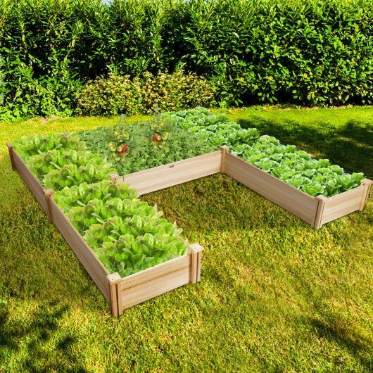 U-Shaped Wooden Garden Raised Bed for Backyard and Patio W2B