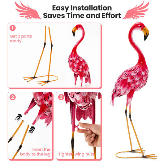 2-Piece Flamingo Garden Statue Set W2B