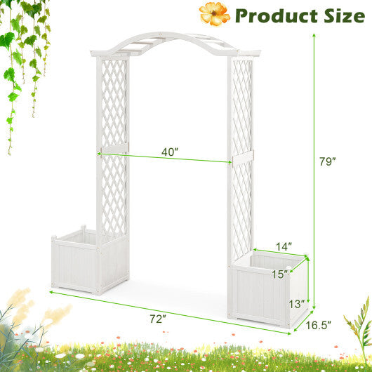 Wooden Garden Arbor with Planter and Trellis for Climbing Plants Decorations-Orange W2B
