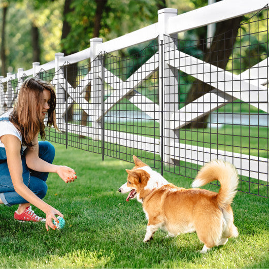 Decorative Garden Fence with 5 Panels and 5 Stakes-Black W2B