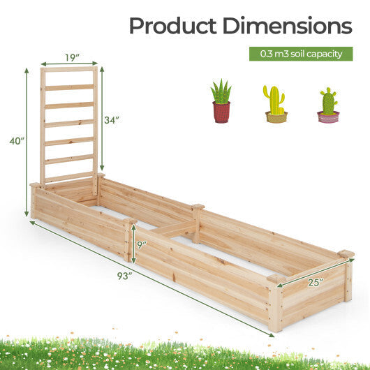 Raised Garden Bed with Planter Box and Trellis-Natural W2B