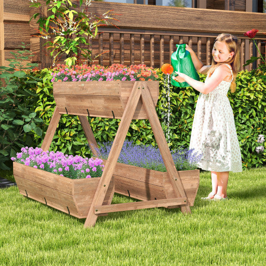 Vertical Raised Garden bed with 3 Wooden Planter Boxes-L W2B