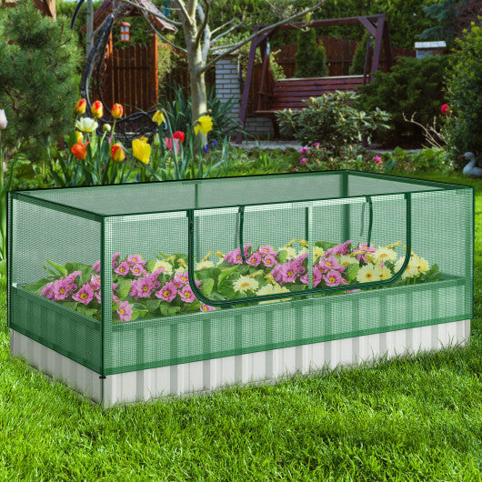 Galvanized Raised Garden Bed with Greenhouse Cover W2B