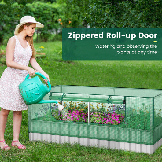 Galvanized Raised Garden Bed with Greenhouse Cover W2B