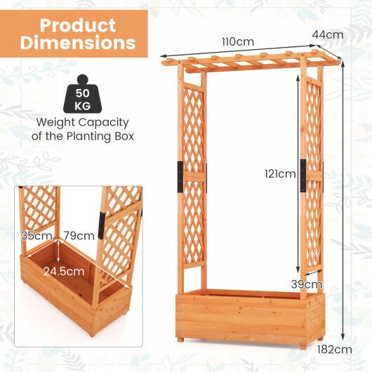 Raised Garden Bed with Arch Trellis-Orange W2B