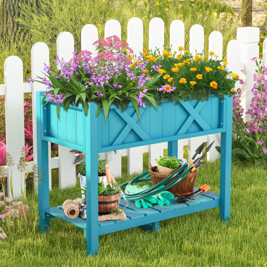 HIPS Raised Garden Bed Poly Wood Elevated Planter Box-Black W2B
