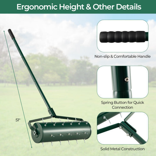18/21 Inch Manual Lawn Aerator with Detachable Handle Filled with Sand or Stone-21 inches W2B