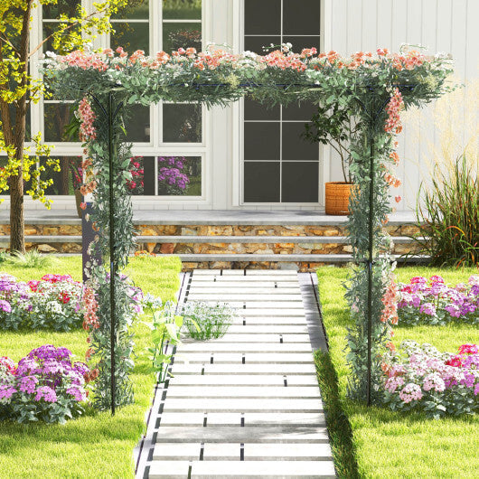 81 Inch Garden Arbor Metal Archway for Climbing Plants-Black W2B
