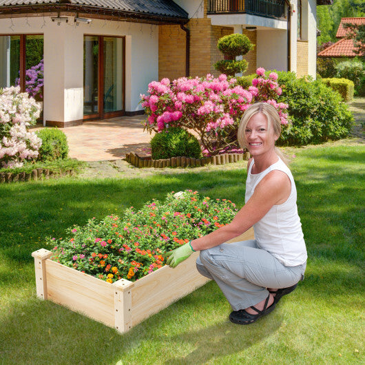Raised Garden Bed Fir Wood Wooden Square Wood Planter Box for Garden W2B