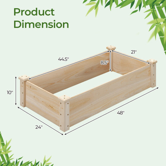 Raised Garden Bed Fir Wood Wooden Square Wood Planter Box for Garden W2B