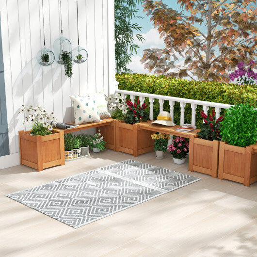 Hardwood Planter Box with Bench Garden Bench with 2 Side Flower Boxes W2B