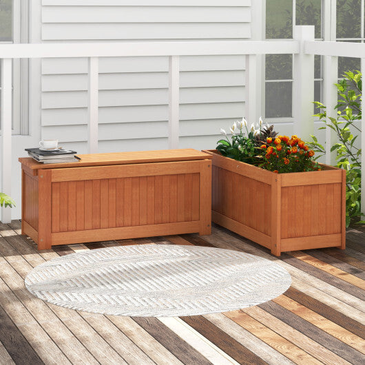 Outdoor Plant Container with Seat for Garden Yard Balcony Deck W2B