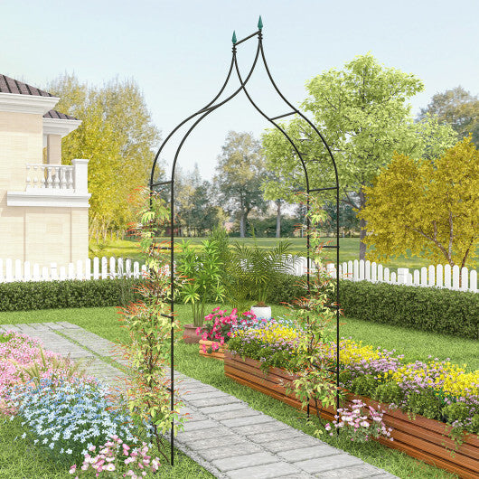 9.5 Feet Decorative Metal Garden Arch for Vine Rose Climbing Wedding Ceremony Party Decoration W2B