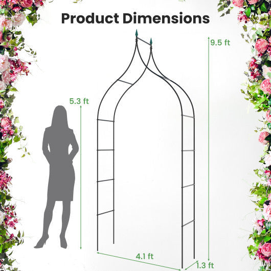 9.5 Feet Decorative Metal Garden Arch for Vine Rose Climbing Wedding Ceremony Party Decoration W2B