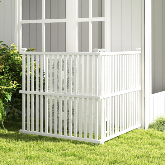 Air Conditioner Fence Panel with Metal Ground Stakes for Outside-White