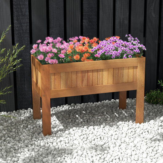 Wooden Raised Garden Bed Solid Wood Elevated Planter Box with Legs W2B