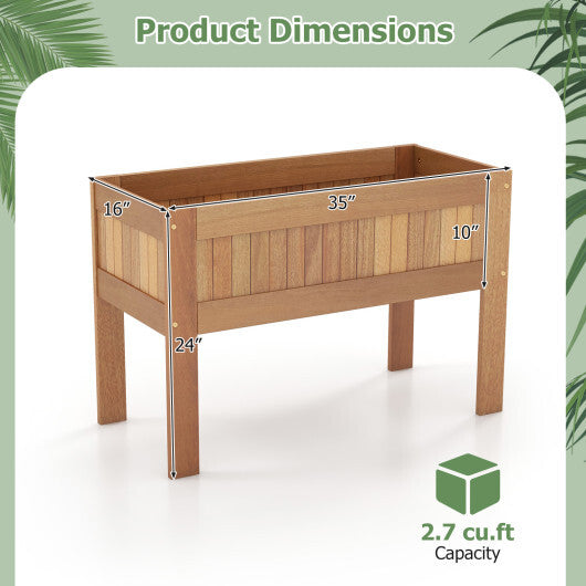 Wooden Raised Garden Bed Solid Wood Elevated Planter Box with Legs W2B