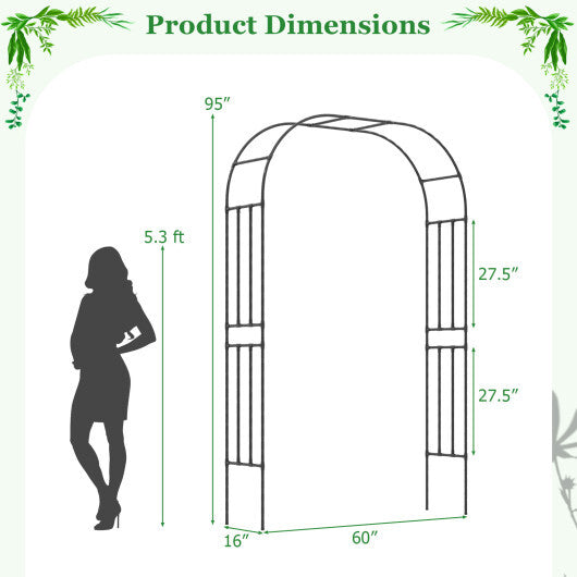 Outdoor Metal Garden Arch Trellis for Climbing Plants Grape Vine Flower W2B