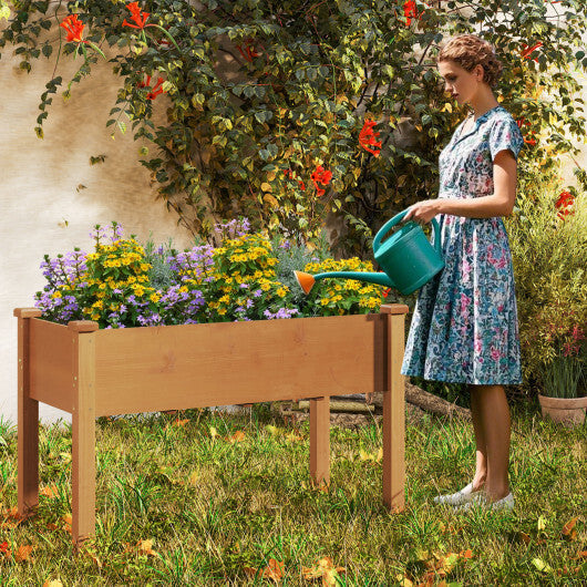 Raised Garden Bed with Legs and Drainage Holes for Backyard-Brown W2B