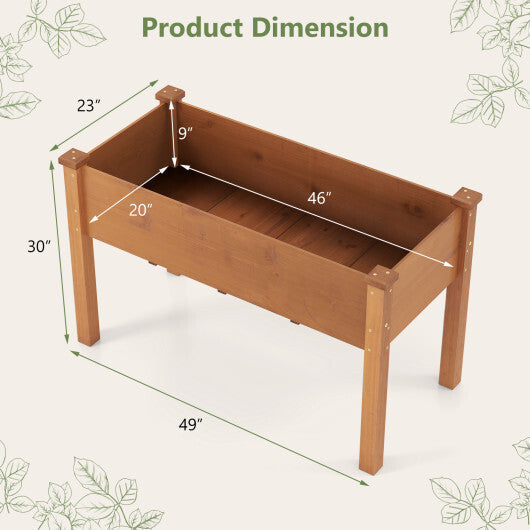 Raised Garden Bed with Legs and Drainage Holes for Backyard-Brown W2B