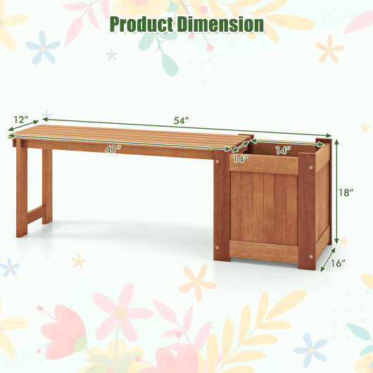 Teak Oil Finish Raised Garden Bed Wood Planter Box with Bench W2B