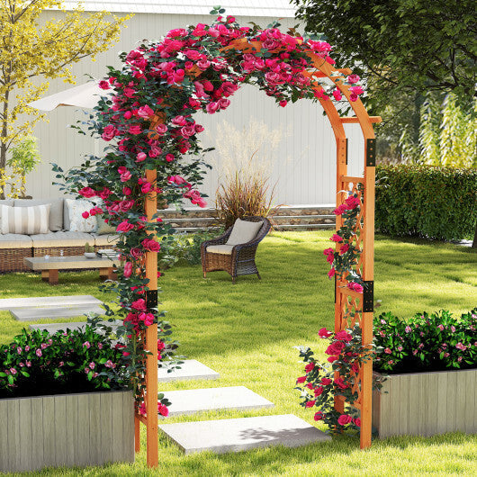 7.7 Feet Garden Arch Wooden Arbor for Climbing Plants W2B