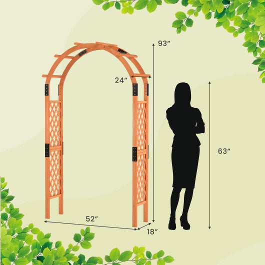 7.7 Feet Garden Arch Wooden Arbor for Climbing Plants W2B