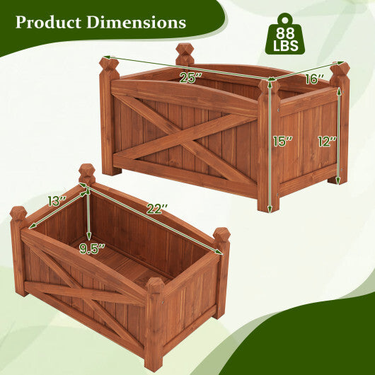 Wooden Raised Garden Bed Drainage Holes for Patio Garden-L W2B