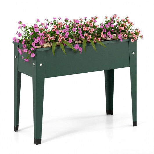 Raised Garden Bed Elevated Metal Gardening Box with Legs-Green - Color: Green W2B