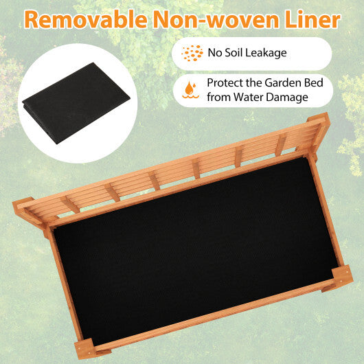 Raised Garden Bed with Trellis Wooden Elevated Planter Box with Legs-Natural W2B