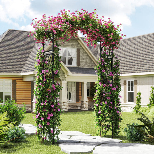 67 x 83 Inch Garden Arch Trellis Metal Pergola Arbor for Climbing Plants-Black W2B