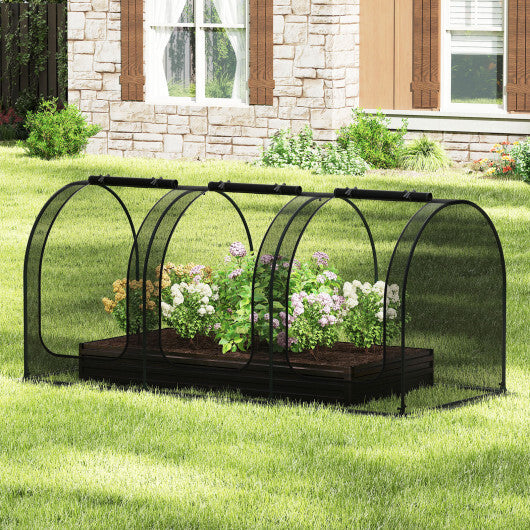 Tunnel Crop Cage Large Portable Plant Protection Tent with 3 Roll-up Zippered Doors