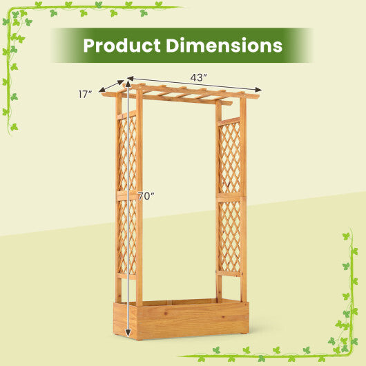 70 Inch Wooden Raised Garden Bed with Lattice Trellis-Natural W2B
