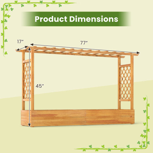 45 Inch Wooden Raised Garden Bed with Lattice Trellis for Outdoor-Natural W2B