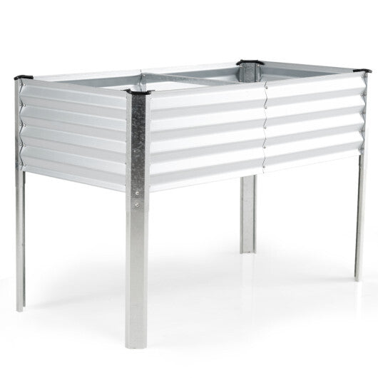 Galvanized Raised Garden Bed with Legs 46" x 24" x 31" Metal Elevated Planter Box-Gray W2B