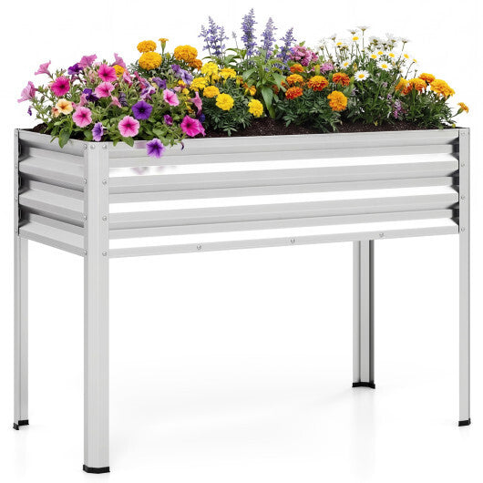 Raised Garden Bed with Legs Electro-Coating Metal Large Elevated Planter Box-Grey W2B