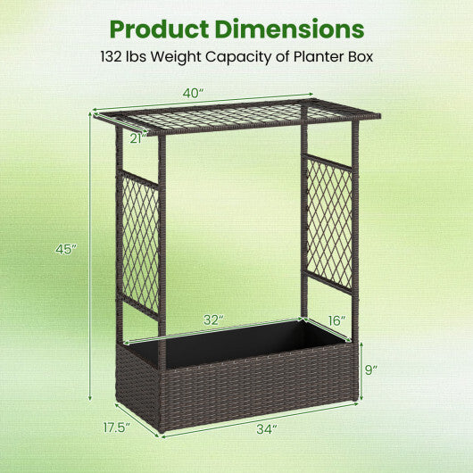 2-in-1 Raised Garden Bed with Hanging Roof and Trellises-Brown W2B