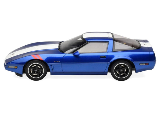 1996 Chevrolet Corvette C4 Grand Sport Blue Metallic with White Stripe 1/18 Model Car by GT Spirit GT Spirit