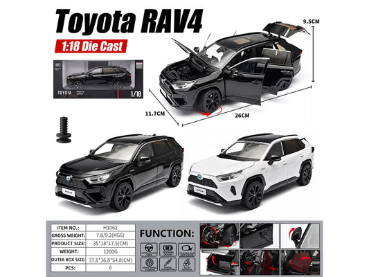 2023 Toyota Rav4 Hybrid Black 1/18 Diecast Model Car by Heimanba Heimanba