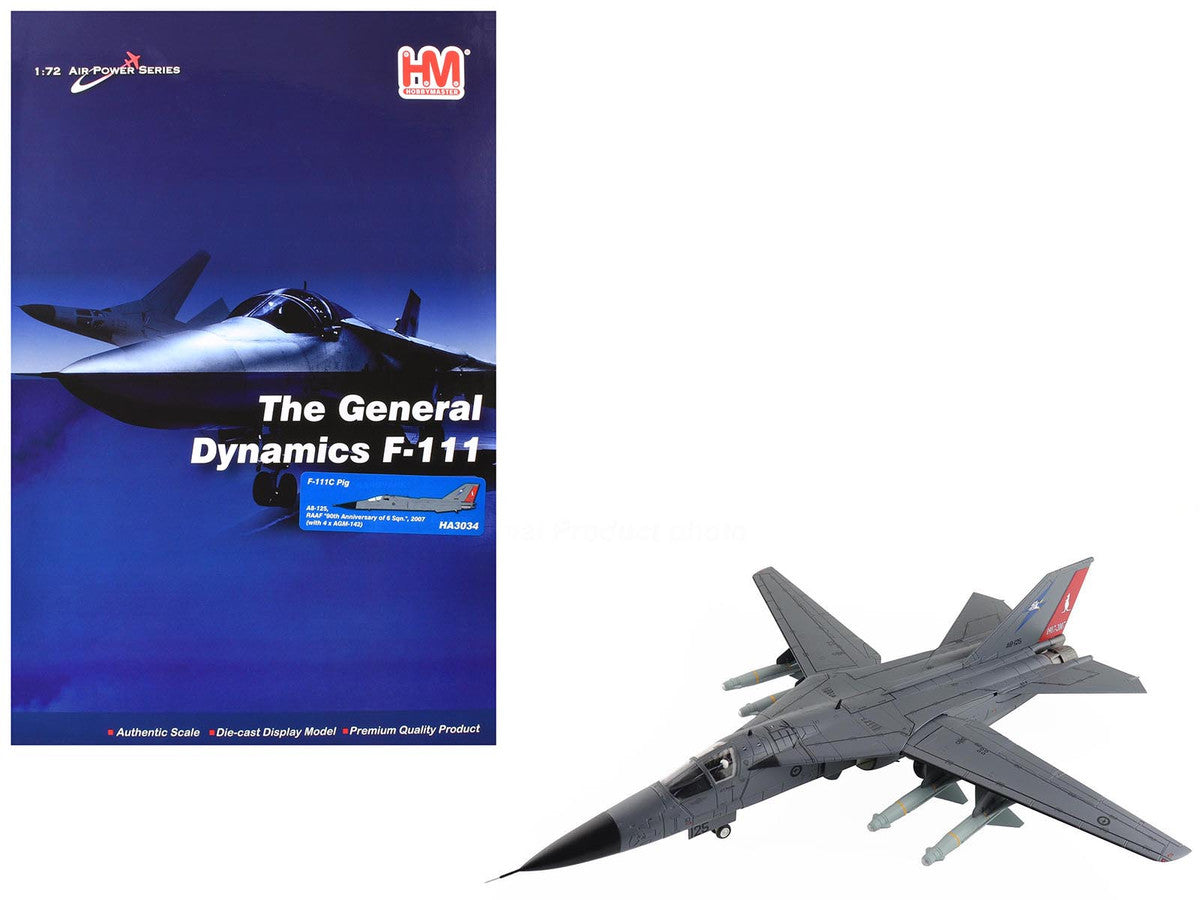 General Dynamics F-111C Pig Aircraft "90th Anniversary of No. 6 Squadron" (2007) Royal Australian Air Force "Air Power Series" 1/72 Diecast Model by Hobby Master-4