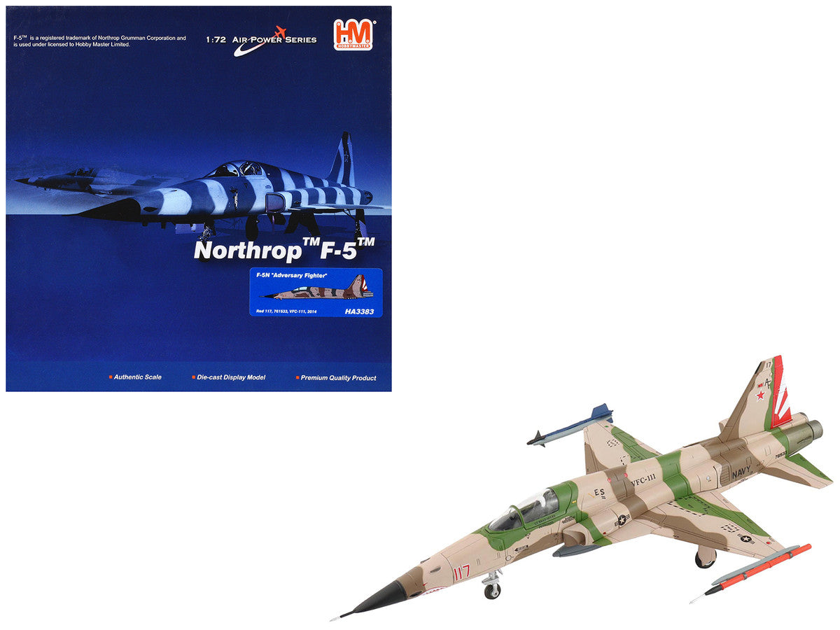 Northrop F-5N Tiger II Aircraft "Red 117 761533 Adversary Fighter VFC-111 Sundowners" United States Navy "Air Power Series" 1/72 Diecast Model by Hobby Master-4